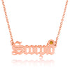Scorpio Script Necklace With Swarovski Birthstone - Beleco Jewelry