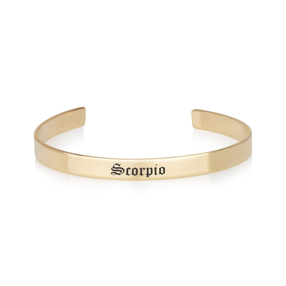 Scorpio Zodiac Engraved Cuff Bracelet