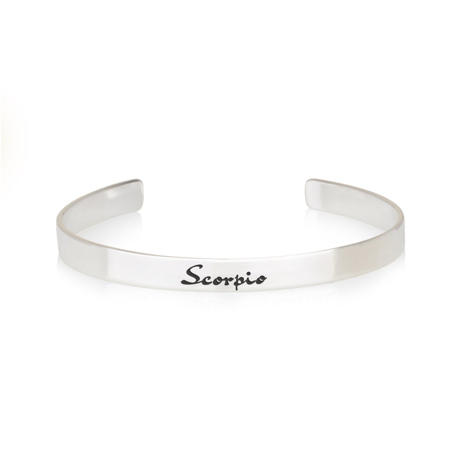 Scorpio Zodiac Engraved Cuff Bracelet