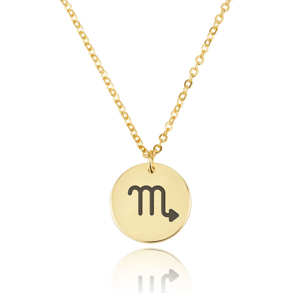 Scorpio Zodiac Sign Disk Necklace