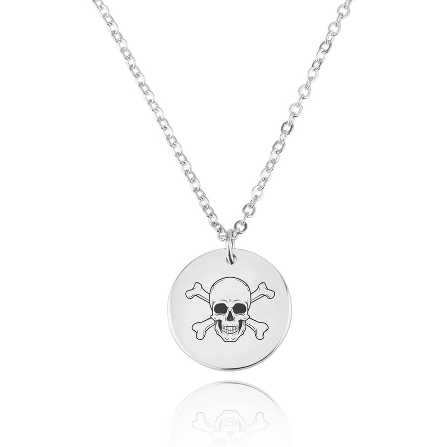 Skull Engraving Disc Necklace