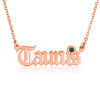 Taurus Script Necklace With Swarovski Birthstone - Beleco Jewelry