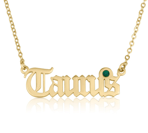 Taurus Script Necklace With Swarovski Birthstone