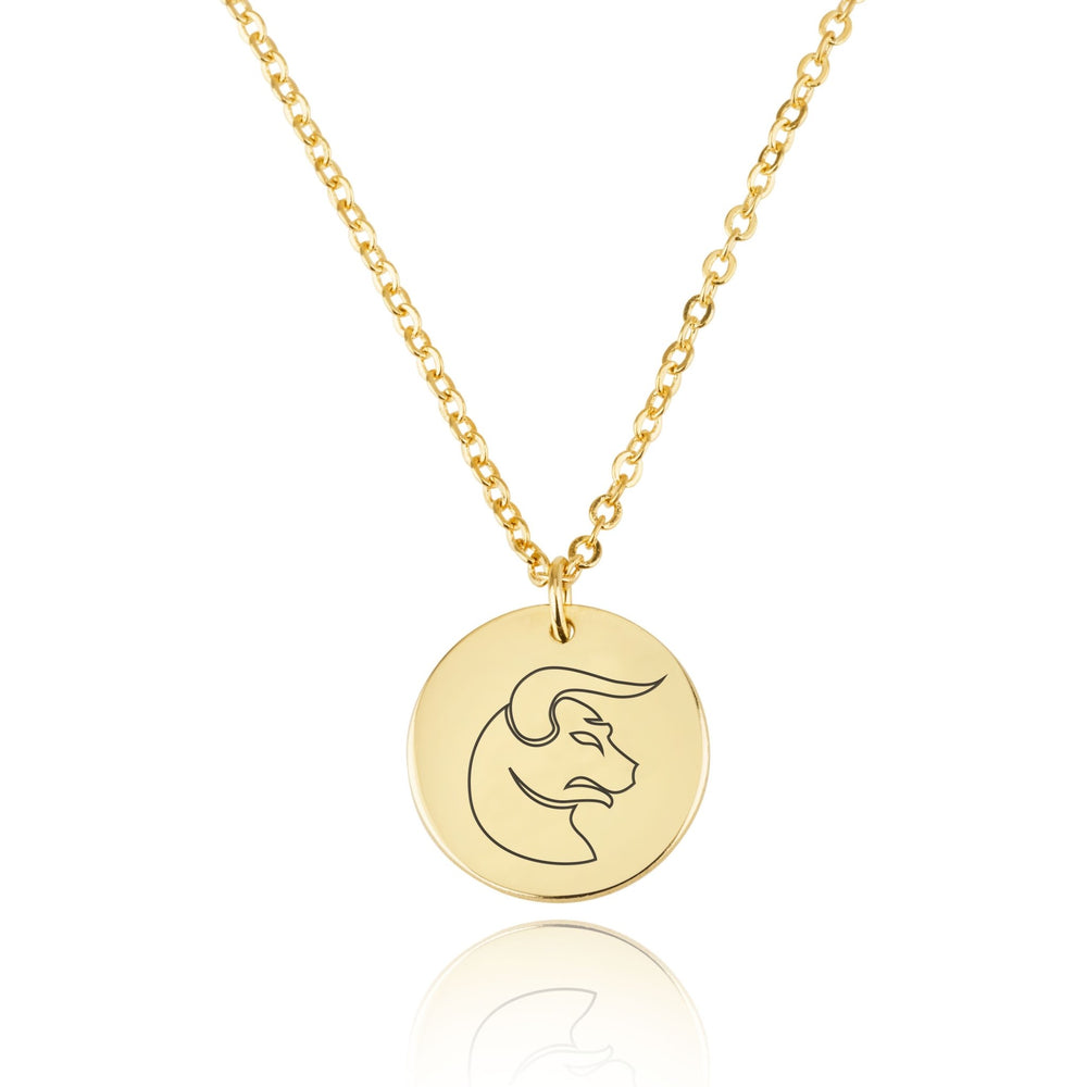Taurus Zodiac Disk Necklace