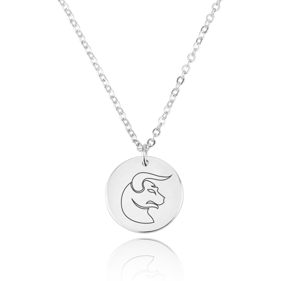 Taurus Zodiac Disk Necklace