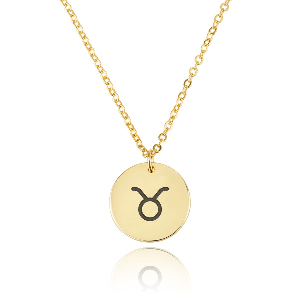 Taurus Zodiac Sign Disk Necklace