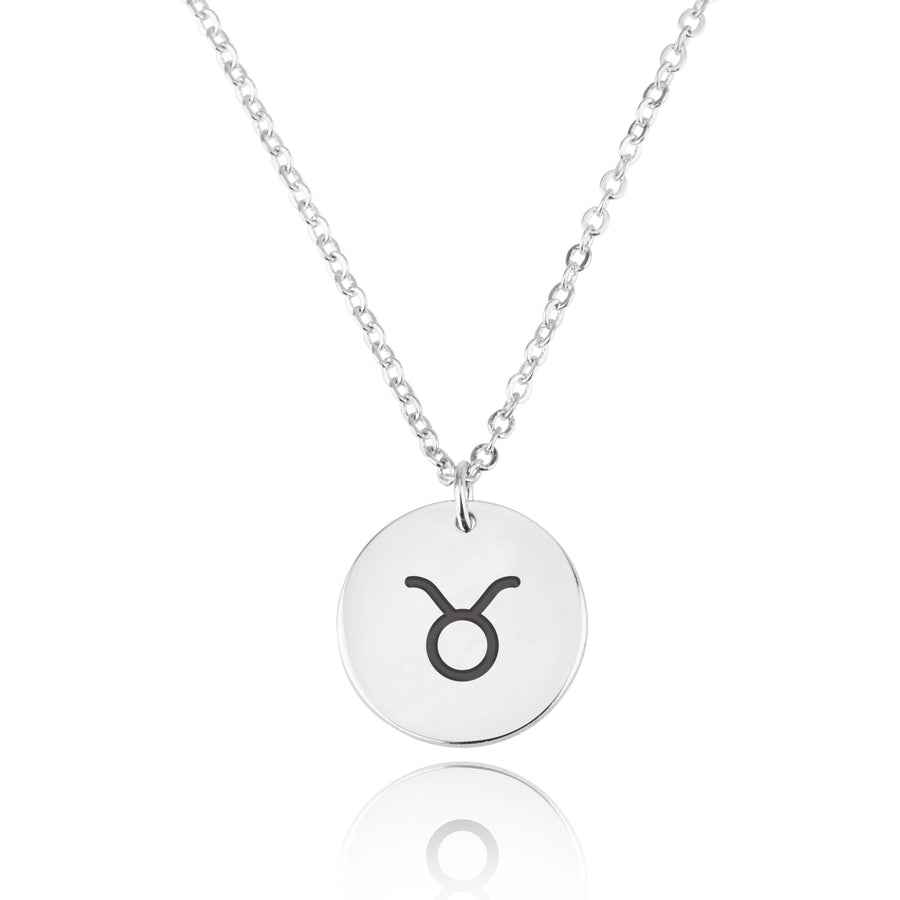 Taurus Zodiac Sign Disk Necklace