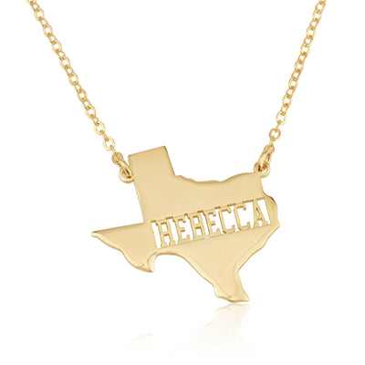 Texas Map Necklace With Name