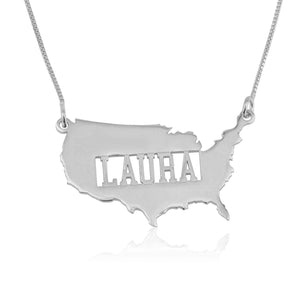 USA Map Necklace With Name - Beleco Jewelry
