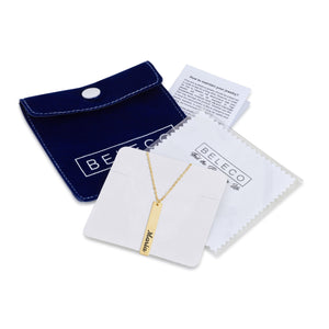 Vertical Bar Name Necklace In English - Beleco Jewelry