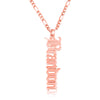Vertical Old English Name Necklace With Figaro Chain - Beleco Jewelry