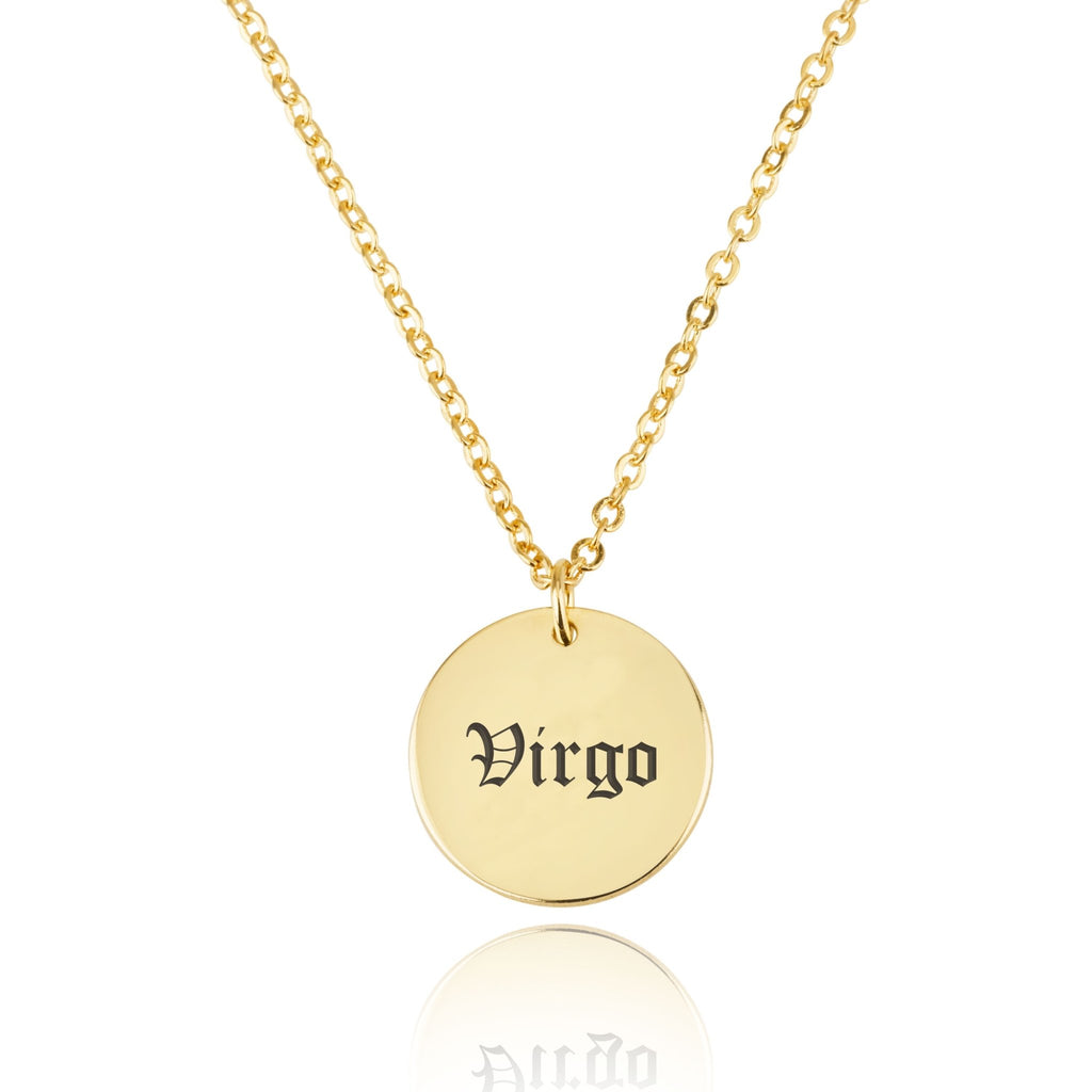 Virgo Script Disk Necklace - Beleco Jewelry