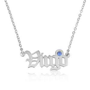 Virgo Script Necklace With Swarovski Birthstone - Beleco Jewelry