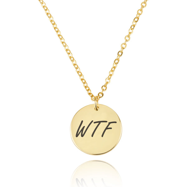 WTF Engraving Disc Necklace