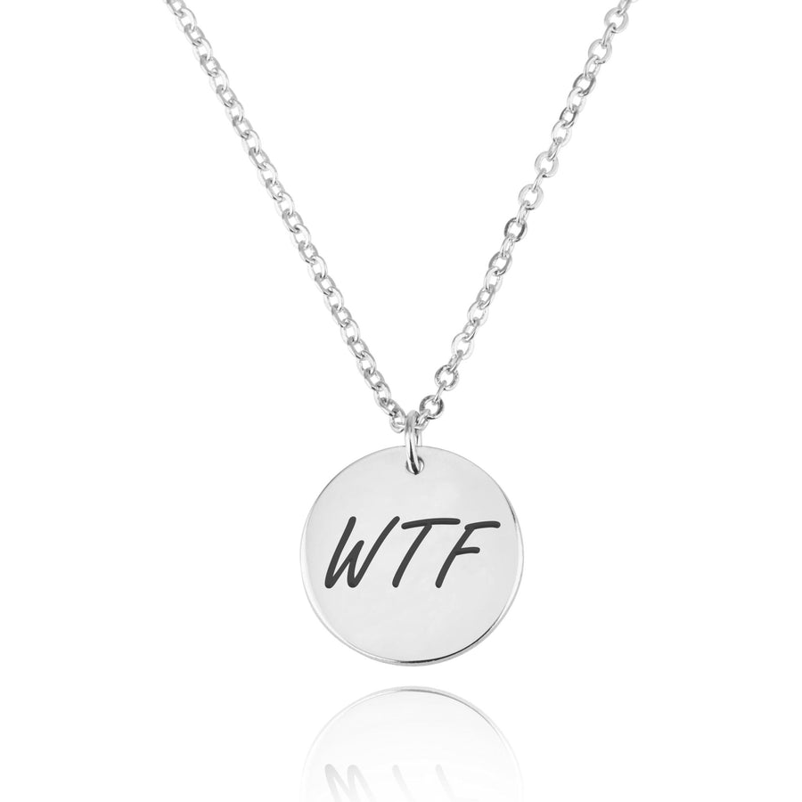 WTF Engraving Disc Necklace