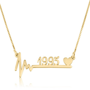Year Necklace With Heartbeat - Beleco Jewelry
