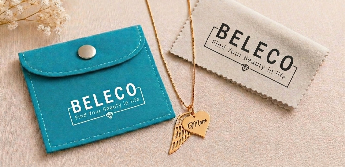 Beleco jewelry care — gift pouch and polishing cloth